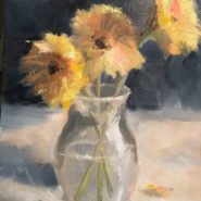 Yellow Flowers in a Glass Vase